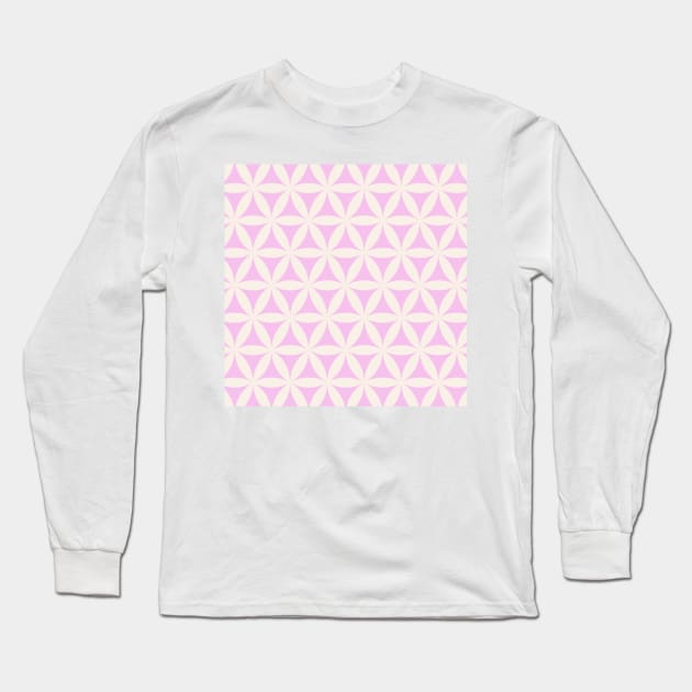 Flower of Life, Sacred Geometry / Ivory and Bright Lilac Shades Long Sleeve T-Shirt by matise